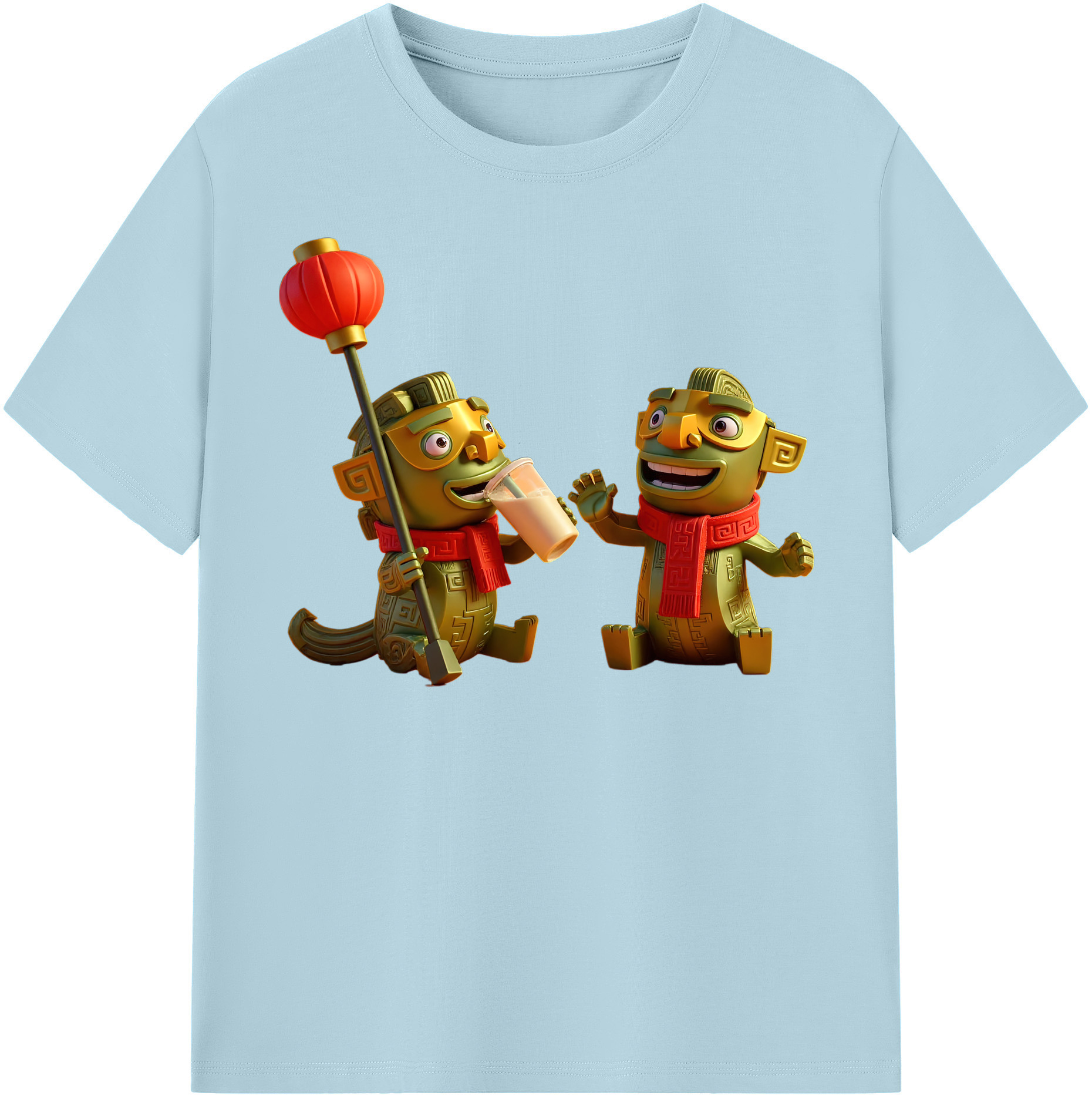 （画像用） Ne Zha 2 ナタ 魔童の大暴れ 綿100％半袖Tシャツ（フロントプリント）
